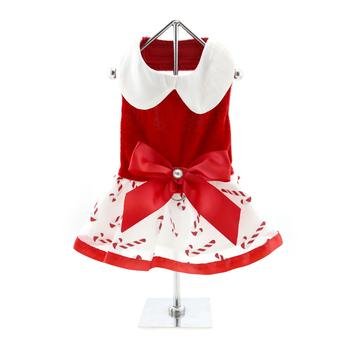 Holiday Dog Harness Dress - Candy Canes (Medium)