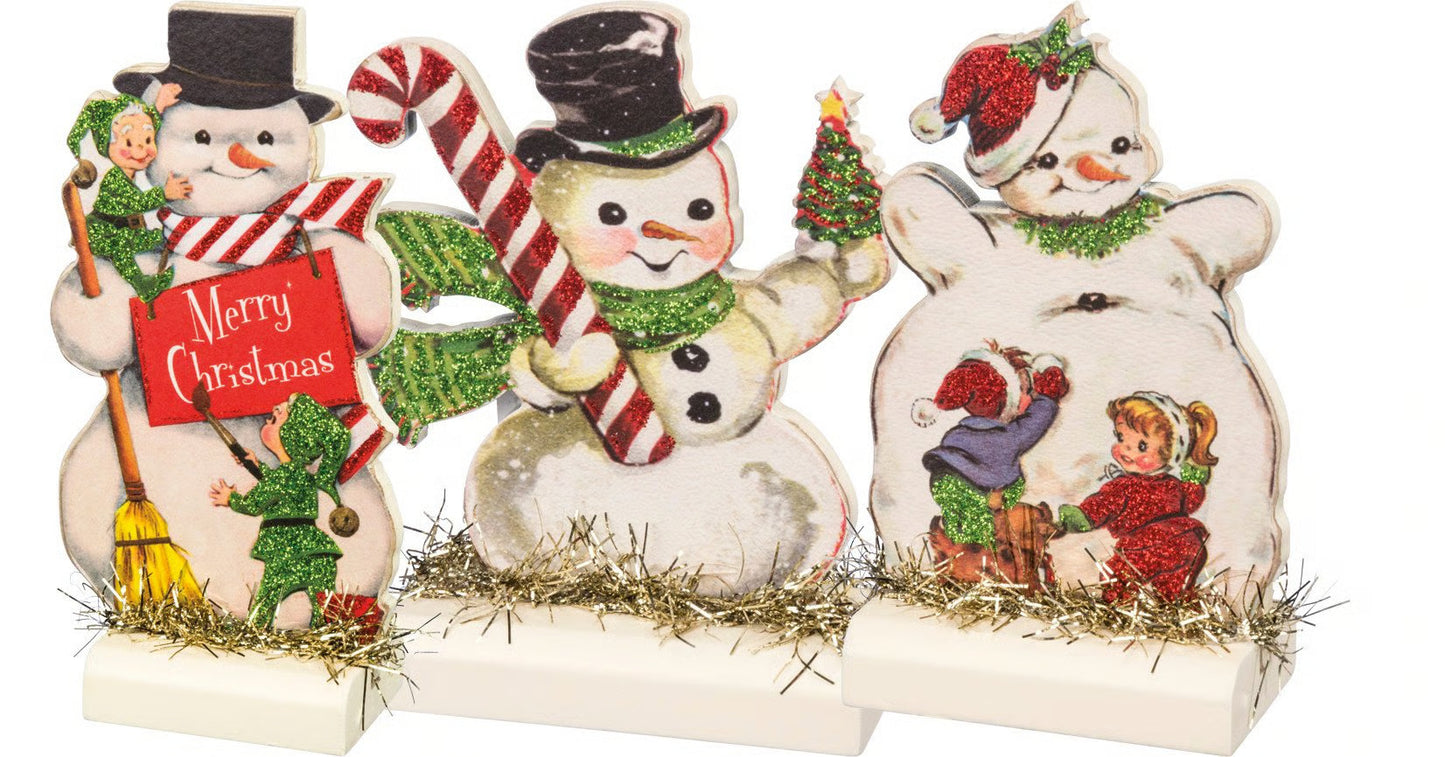 Primitives by Kathy Retro Snowmen Stand Up Set of 3