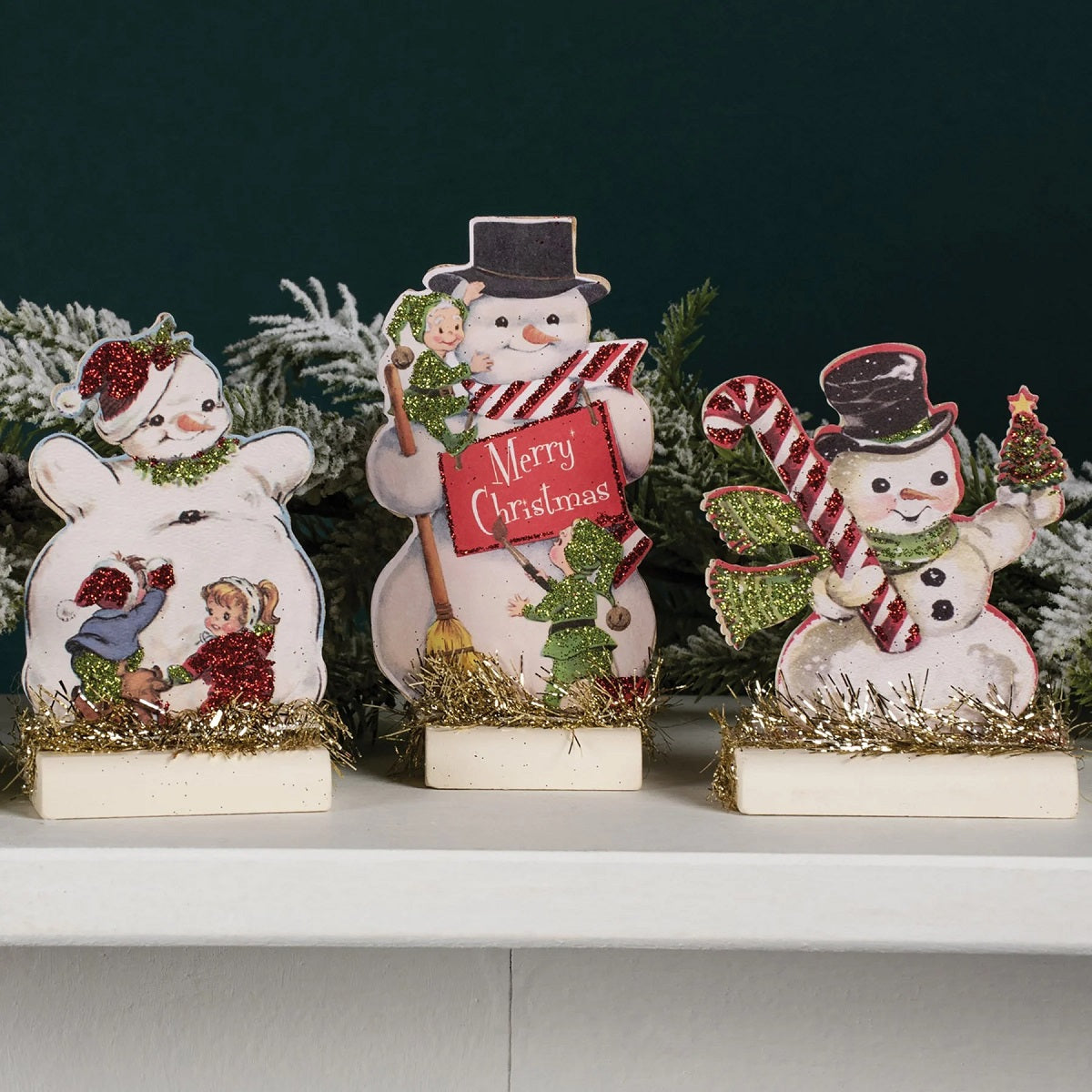 Primitives by Kathy Retro Snowmen Stand Up Set of 3