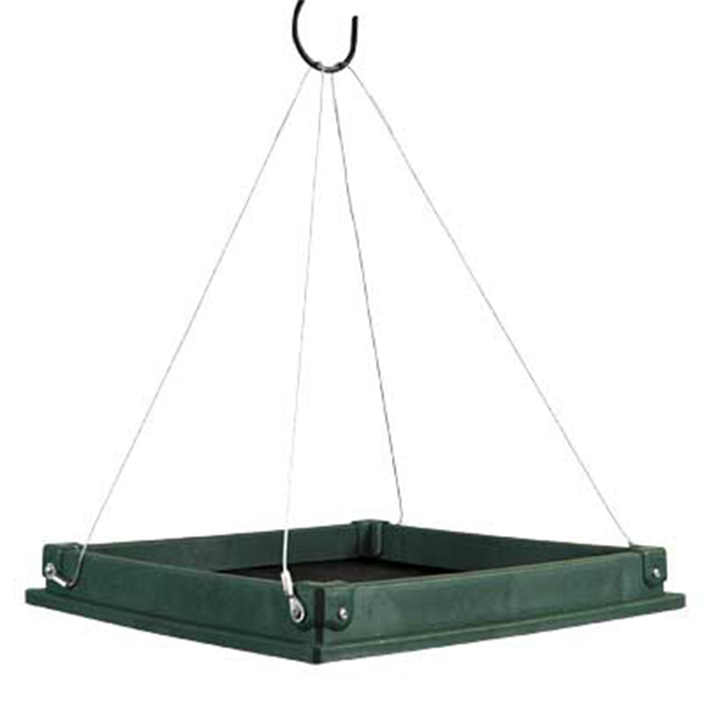 Songbird Essentials Green Hanging Platform Recycled Plastic Bird Feeders