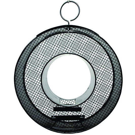 Songbird Essentials Black Circle FlyThruogh Metal Mesh Hanging Bird Feeder