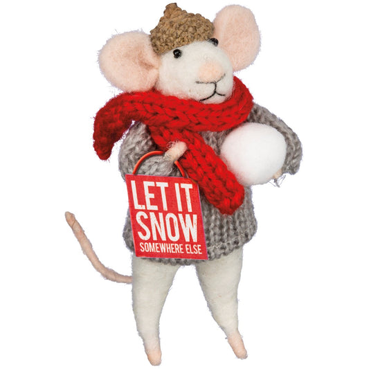 Primitives by Kathy Let It Snow Mouse Critter Somewhere Else Box Sign Mouse Home Decor