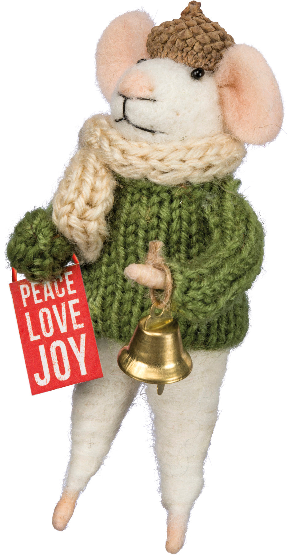 Primitives by Kathy Peace Love Joy Mouse Critter Ornament Shelf Decor