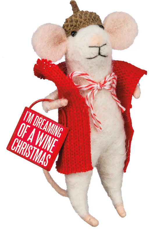 Primitives by Kathy Christmas Mouse Critter - Wine