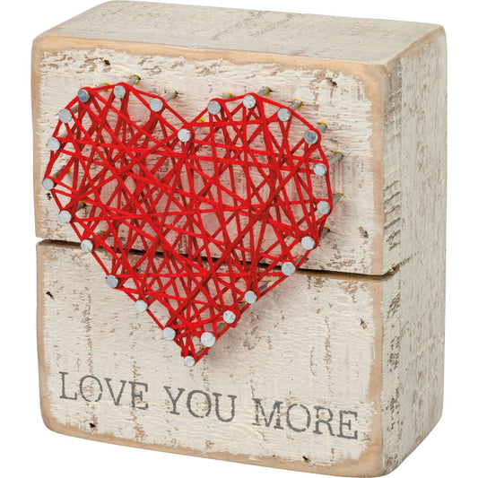 Primitives by Kathy Love You More Rustic White String Art Box Sign