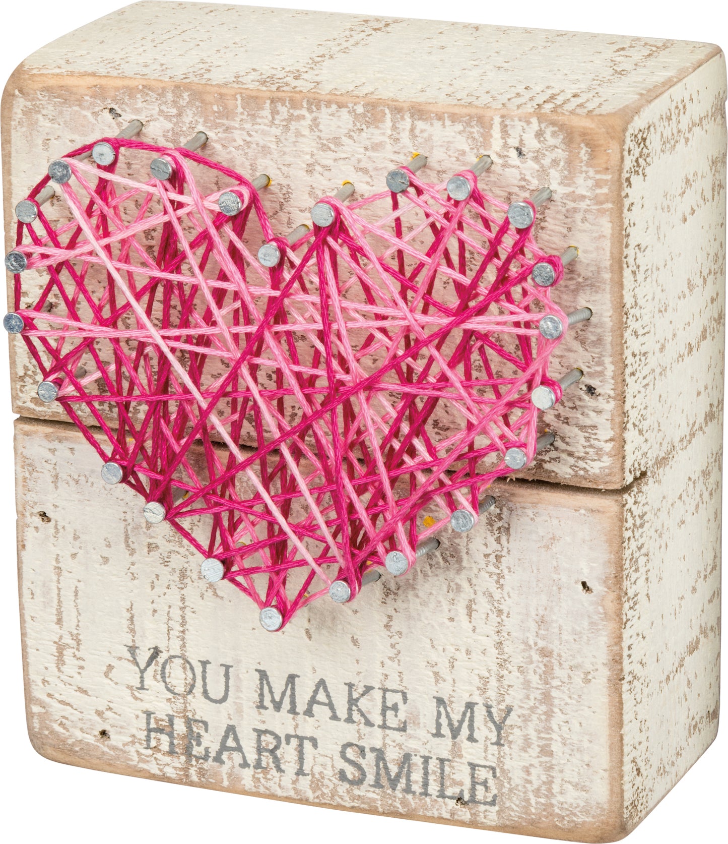 Primitives by Kathy You Make My Heart Smile String Art Box Sign