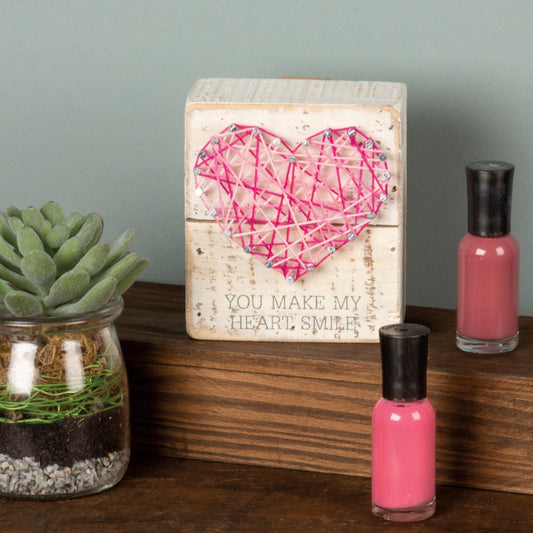 Primitives by Kathy You Make My Heart Smile String Art Box Sign