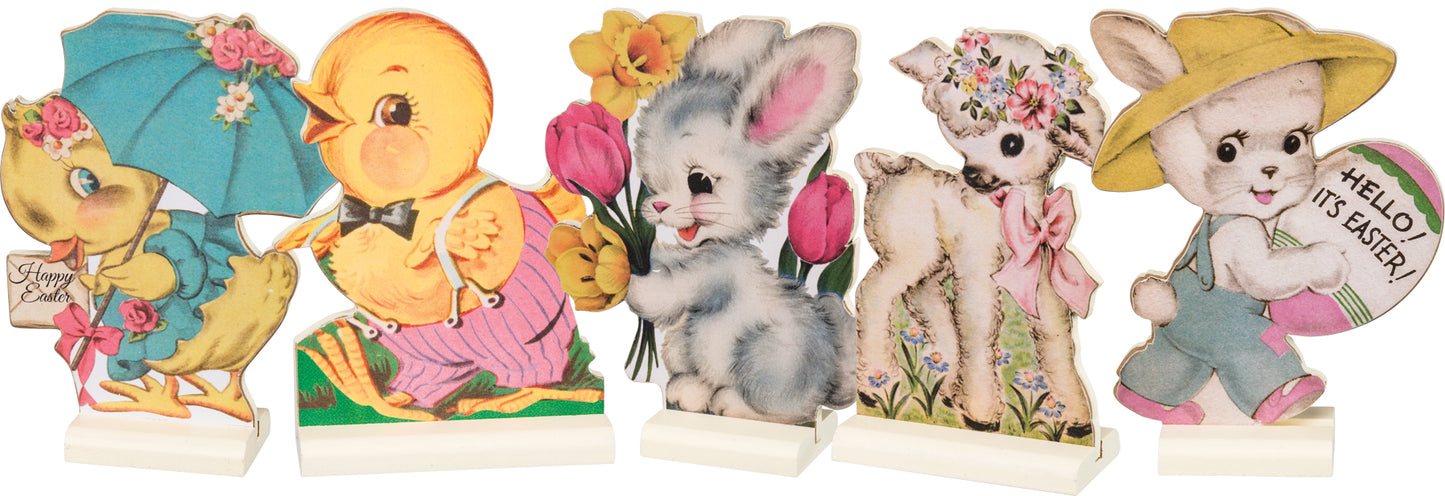 Primitives by Kathy Vintage Easter Wooden Retro Stand Up Set