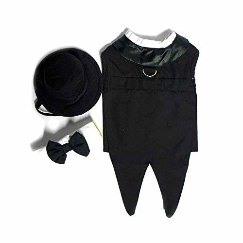 Dog Tuxedo w/ Formal Tails- Black, Large (Chest 19-21")