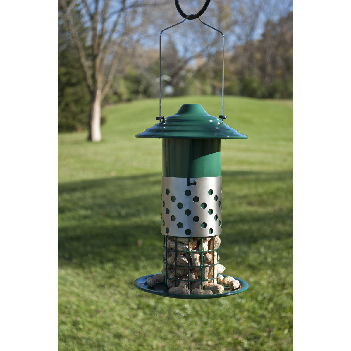 Woodlink Green/Silver Combo Mealworm Suet Peanut Feeder (7.25" X 7.25" X 12")