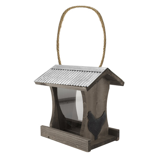 Woodlink Galvanized Roof Rustic Farmhouse Tall Hopper Wild Bird Feeder - Brown