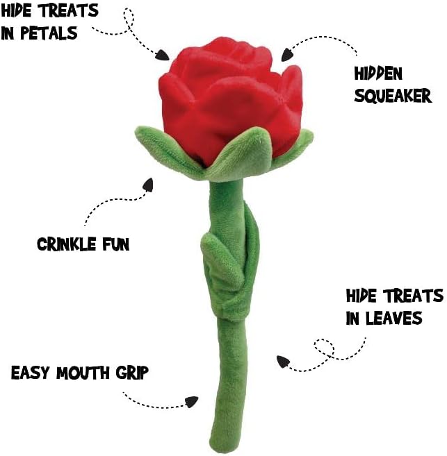 FOUFIT Hide 'n Seek Florals Plush Rose Valentine's Toy for Dogs - Red