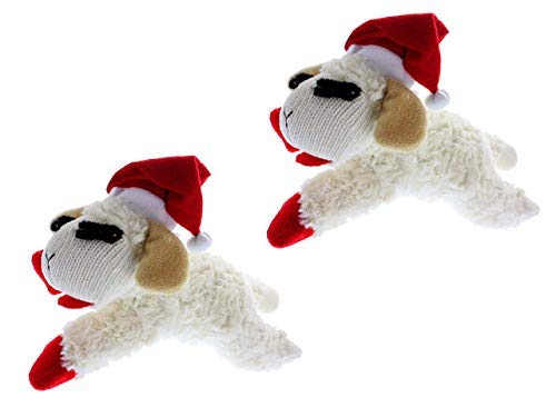 Lamb Chop Christmas Dog Toy with Santa Hat 10", 2 Pack