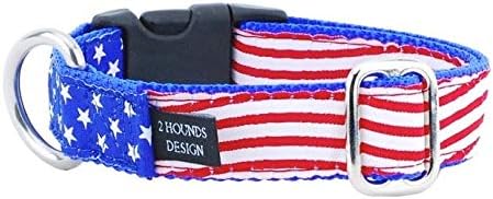 2 Hounds Design Essential USA Dog Collar, Flag, Medium