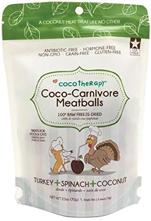 CocoTherapy Coco-Carnivore Meatballs Dog Treats, Turkey + Spinach + Coconut