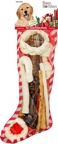 Pet Factory Happy Howlidays Assorted Dog Chews Christmas Stocking 11pc Large