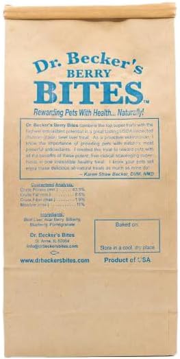 Dr. Becker's Berry Bites | Made from Acai Berry, Bilberry, Pomegranate, Blueberry | Grain Free Antioxidant Liver Training Treats for Dogs & Cats, 5oz (Pack of 3)