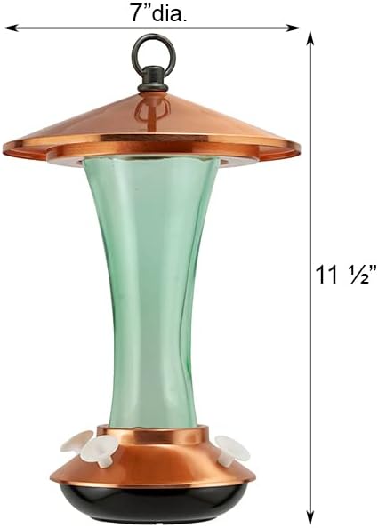Woodlink Audubon Mid-Century Coppertop Hummingbird Feeder With Hidden Ant Moat - 16 Oz
