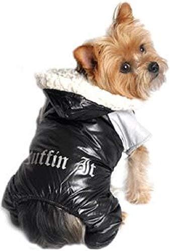 Doggie Design "Ruffin' It" Snowsuit, Black & Grey, Medium