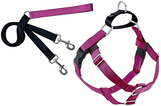 2 Hounds Design Freedom No-Pull Dog Harness Training Package, X-Large, Raspberry