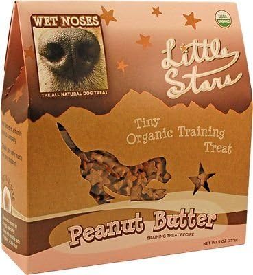 Wet Noses Little Stars Tiny Organic Dog Training Treats in 2 Flavors: (1) Peanut Butter and (1) Sweet Potato (2 Boxes Total, 9 Ounces Each)