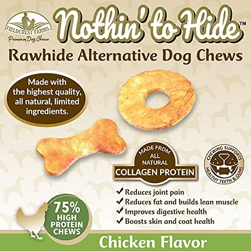 Fieldcrest Farms Nothin' To Hide Rings & Bones Dog Chews Chicken Flavor -12pk