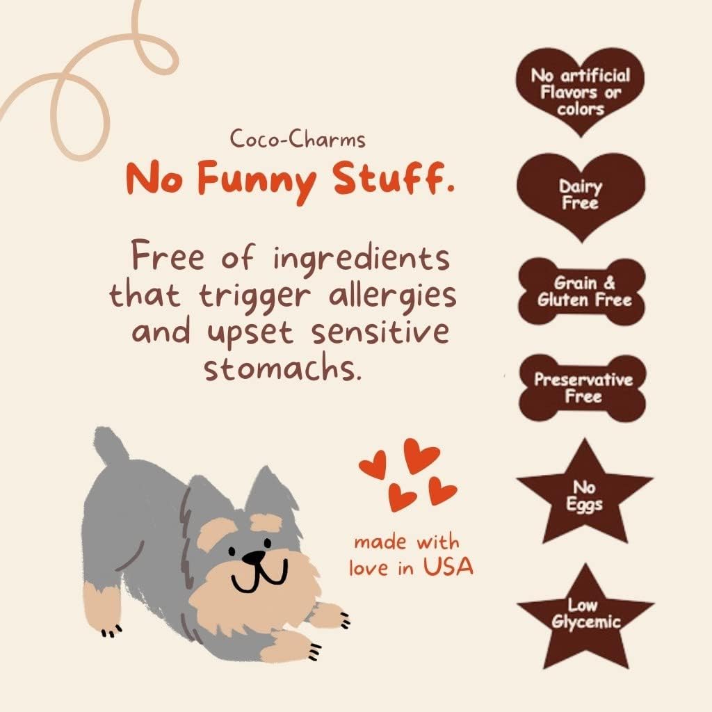 CocoTherapy Blueberry Cobbler Coco-Charms Dog Training Treats, 5 Ounces, Organic, Made in The USA- 3 Pack