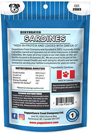 Yappetizers Treat Company Sardines Dehydrated Dog Treat - 3oz