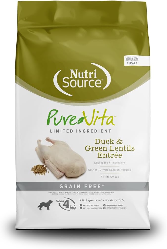 NutriSource PureVita Grain Free Duck & Green Lentils Entree Dry Dog Food - 25 lbs