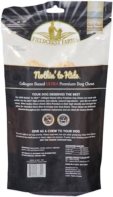 Fieldcrest Farms Nothin' to Hide 9" Knotted Chicken Flavor Bone Ultra Premium Dog Chews - 15.1 oz(Count of 2)