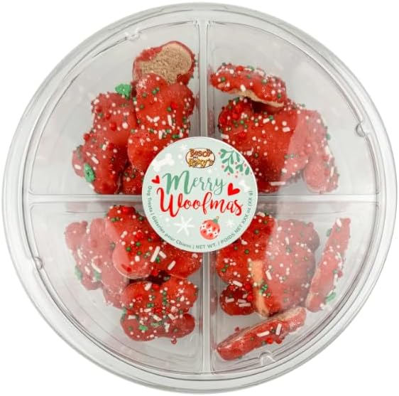 Sprinkled Small Bones Red Christmas Dog Treats Platter