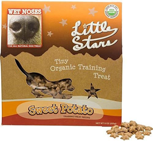 Wet Noses Little Stars Tiny Organic Dog Training Treats in 2 Flavors: (1) Peanut Butter and (1) Sweet Potato (2 Boxes Total, 9 Ounces Each)