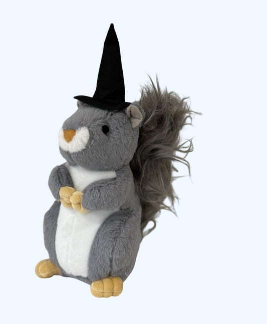 Midlee Halloween Squeaky Squirrel Plush Dog Toy with Witch Hat, 9" for Medium to Large Dogs