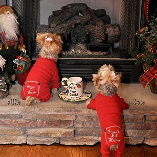 "Santa's Lil Helper" Embroidered Dog Pajamas, X-Small