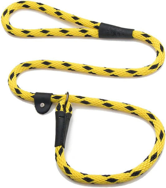 Mendota Pet Slip Leash - Dog Lead and Collar Combo - Made in The USA - Black Ice Yellow, 1/2 in x 6 ft - for Large Breeds