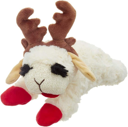 Multipet Holiday Lambchop with Antlers, 6 in, White