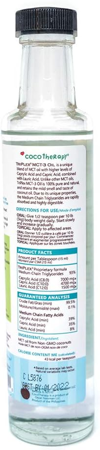 CocoTherapy TriPlex MCT-3 Oil - Ultra Potency MCT Oil plus Lauric Acid - 8 fl. oz. Glass Bottle