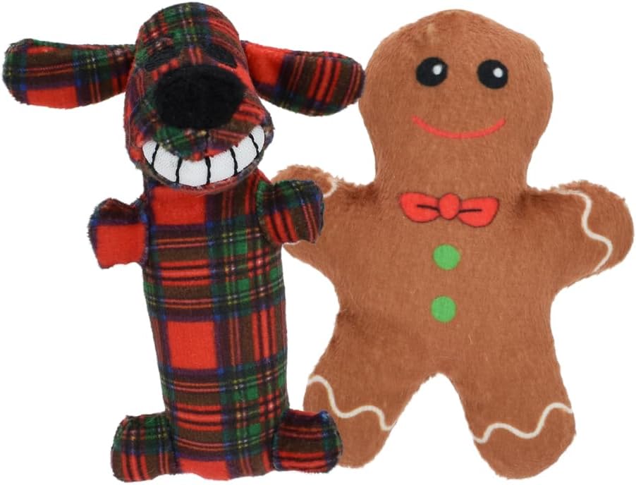 Multipet LOOfA Dog Holiday For Cat 2pks 4″-Gingerbread/Plaid