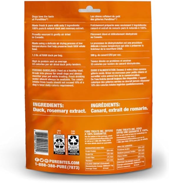 PureBites Duck Jerky Dog Treats, 2 Ingredients, 5.5oz