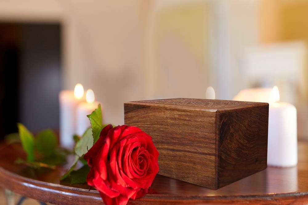 Tree of Life Hand-Carved Rosewood Urn Box - Small