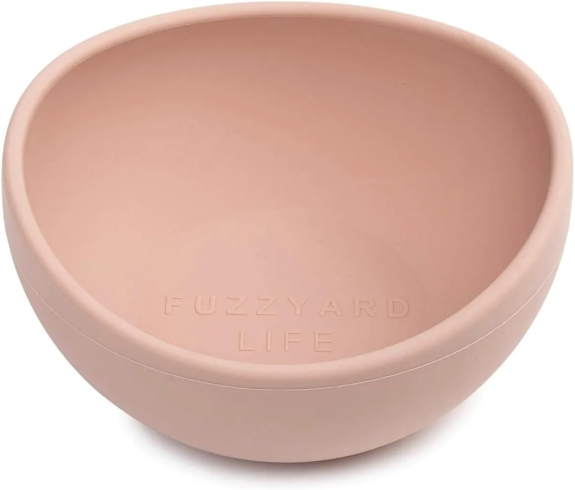 Fuzzyard Pet Silicone Dog Bowl, Non-Slip Bottom, Easy to Clean, Dishwasher Safe, Colorful Design - (Soft Blush, Medium)