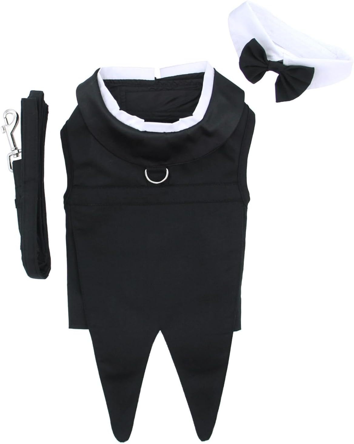 DOGGIE DESIGN Dog Tuxedo w/Formal Tails- Black, XXL (Chest 26-31")