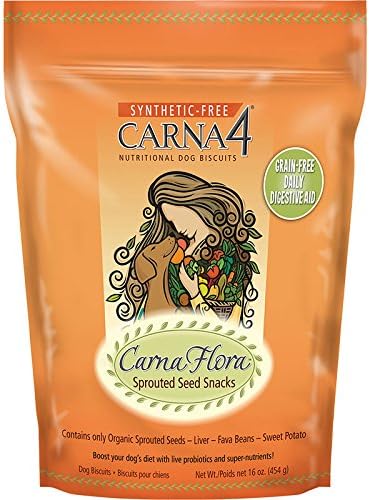 Carna4 Nutritional Sprouted Seeds Dog Biscuits Variety Pack - 16-18 Ounces - Flora4 Seeds Topper and Grain-Free Biscuits (2 Pack)