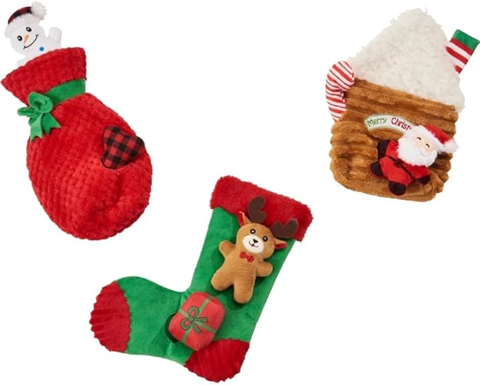 ETHICAL/SPOT Holiday Crinkler Christmas Puzzle Dog Toy Gift - 11"- Assorted Styles- 1 Unit