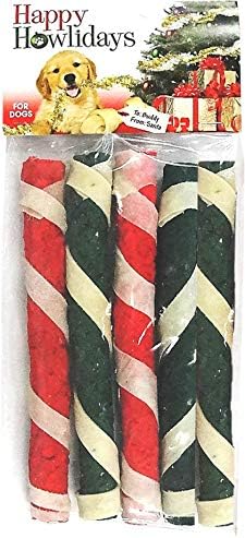 Pet Factory Happy Howlidays Christmas Munchy Dog Sticks with Wrap 5pk 8"