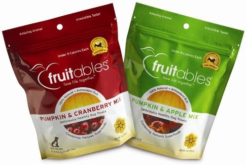 Fruitables Pumpkin & Apple/Pumpkin & Cranberry Crunchy Baked Dog Treats - (7 oz) 2 Pack Combo