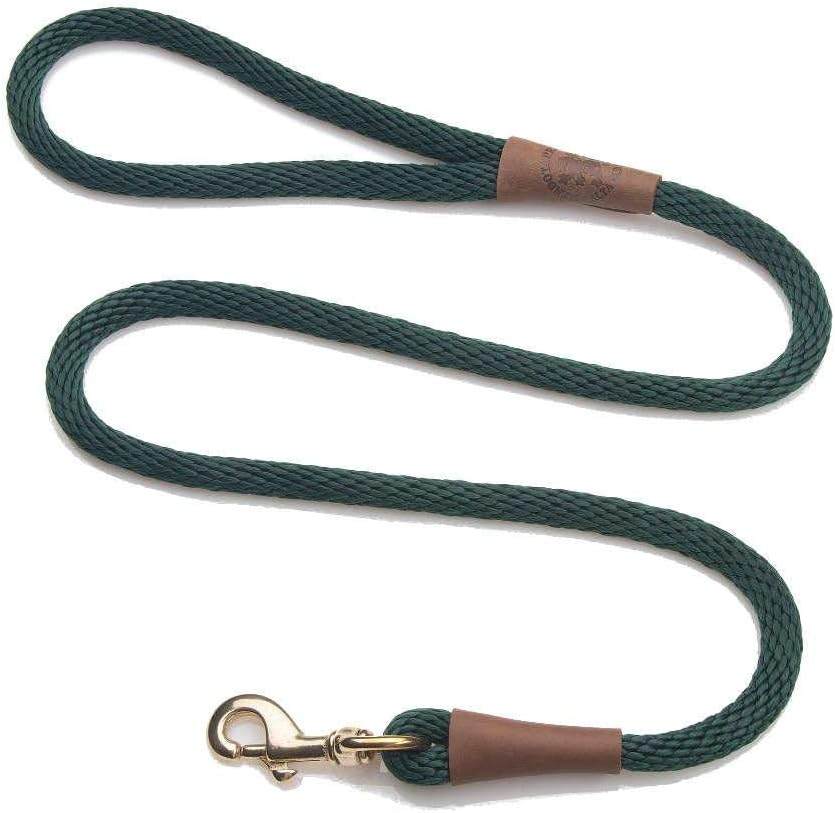 Mendota Pet Snap Leash - British-Style Braided Dog Lead - Hunter Green, 3/8 in x 6 ft - for Small/Medium Breeds