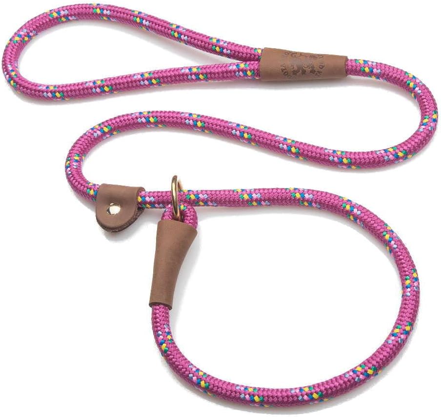 Mendota Pet Slip Leash - Dog Lead and Collar Combo - Made in The USA - Raspberry Confetti, 1/2 in x 6 ft - for Large Breeds