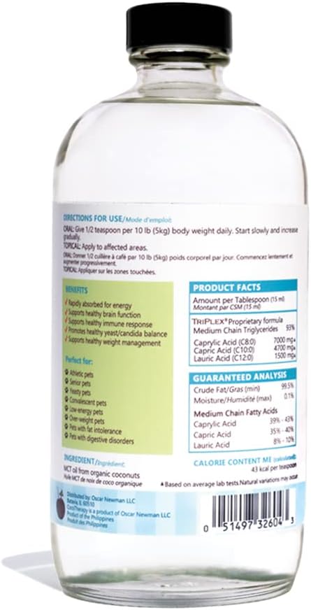 CocoTherapy TriPlex MCT-3 Oil - Ultra Potency MCT Oil plus Lauric Acid - 16 fl. oz. Glass Bottle