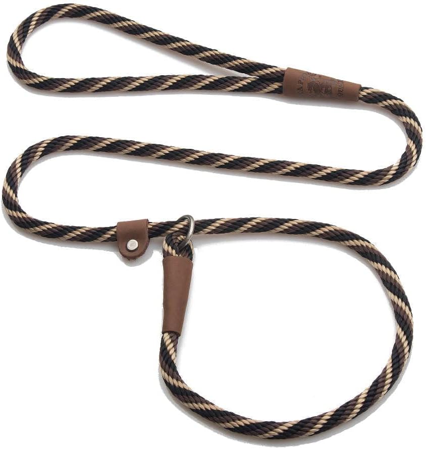 Mendota Pet Slip Leash - Dog Lead and Collar Combo - Made in The USA - Mocha, 3/8 in x 4 ft - for Small/Medium Breeds